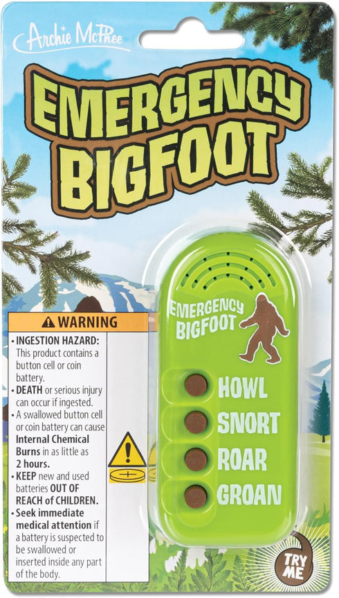 Archie McPhee : Emergency Bigfoot - Electronic Sound Maker, 3.5" Handheld Device, 4 Sasquatch