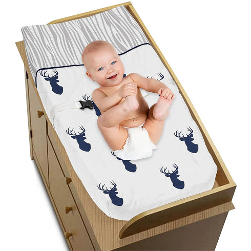 Sweet Jojo Designs Navy Blue White Woodland Deer Boy Baby Changing Pad Cover Infant Newborn Diaper Table Change Mat