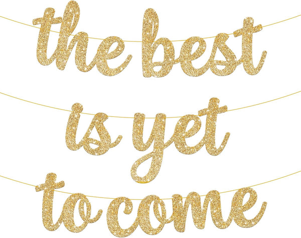 KatchOn Glitter The Best is Yet to Come Banner, 10 Feet Gold Congratulations Banner for Graduation Decorations 2025