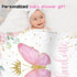 J&SBGFT 30"x40", Color18 Personalized Baby Girl Blanket, Customized Name Swaddle, Butterfly Receiving Blanket, Custom