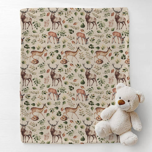 Cstdyfrv Country 60x80in Vintage Deer Boho Leaves Baby Blankets for Boys Girls Animal Receiving Swaddle Blankets
