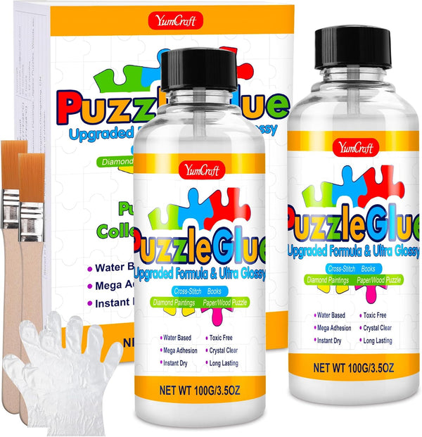 YumCraft Puzzle Glue Clear Drying, 7oz High Gloss Jigsaw Puzzle Saver with Precision
