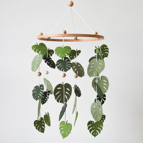 Goukurlsma Green Leaf Mobile for Crib Mobile Forest Baby Mobile Monstera Plant Crib