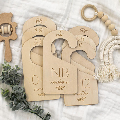 Closet Set 7 24 Beautiful Wooden Baby Dividers of - Double-Sided Organizer for Newborn to Months Size Clothes