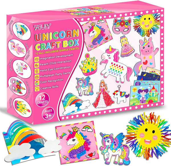 7july Unicorn Craft Box-12 Fun Arts and Crafts for Kids Ages 4-8,Educational