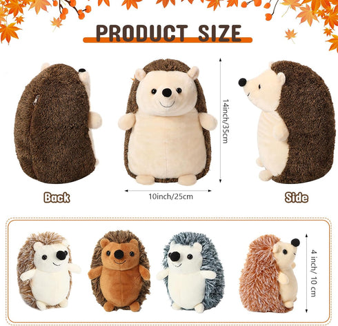 5 14 Inch Mommy 4 Set Hiboom Pcs Hedgehog Stuffed Animal, Large Hedgehog Stuffed Plush Toys with Plush Baby Soft Cuddly