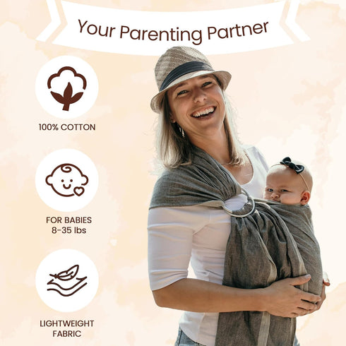 8-35 lbs Hip Baby Wrap - Adjustable Baby Ring Sling & Infant Wrap Carrier for Newborns & Toddlers - Soft Cotton Baby