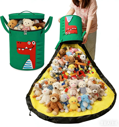 Mergct Toy Storage Bin with Play Mat, Large Collapsible Storage Basket for Building
