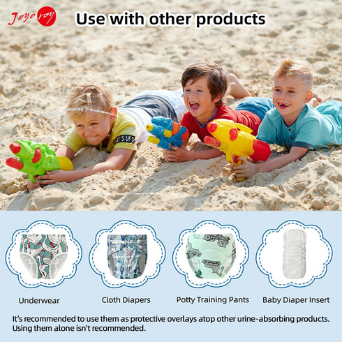 Joyo roy 4Pcs Plastic Underwear for Potty Training, Rubber Pants for Toddlers, Leakproof Swim Diaper Covers, 3T Cloth