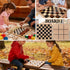 5-in-1 2 Glintoper Wooden Board Game with Reversible Boards for Chess, Checkers, Chinese Checkers, Snakes and Ladders