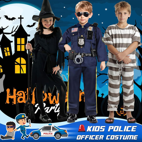 Set 8PCS Deluxe All-in-One Police Accessories Role Play for Kids, Police Gear Toys Include Police Badge, Handcuffs