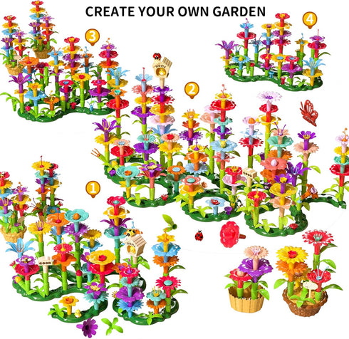 224 Set 3 4 5 6 7 8 3-8 TEMI PCS Flower Garden Building Toys for Girls Toys, Educational STEM Toy and Preschool Garden