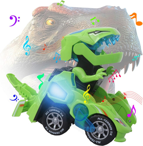 3-6 4 5 6 7 Toys for Year Old Boys Transforming Car Toys with LED Light and Music Dinosaur Toy Birthday Gifts for Year