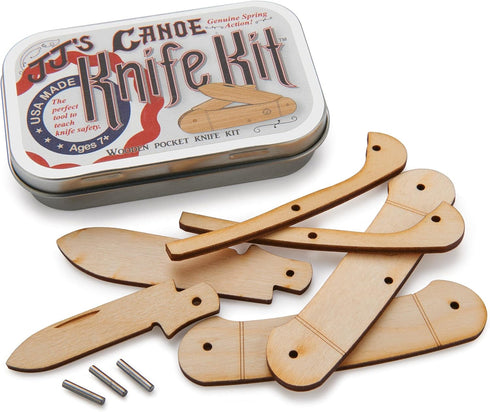 Channel Craft Canoe Wooden Knife Kit in USA Tin Box