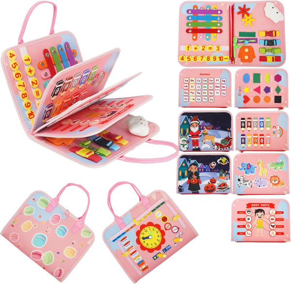 Soupost Toddler Busy Board-Montessori Toys for Boy Girl Birthday Gift, Sensory Learning Toys