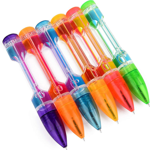 Special Supplies Liquid Motion Bubbler Pens, 6-Pack Colorful Hourglass Timer for Sensory Play