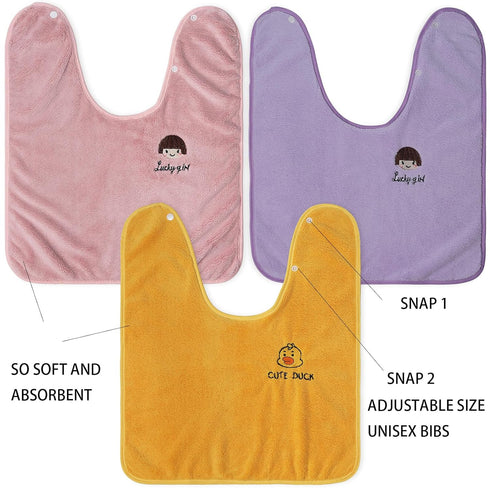 6 Pack Baby Bibs for Girls or Boys 12-18 Months, Large Towel Bibs for Toddler with Gift Box (2 pink purple yellow)