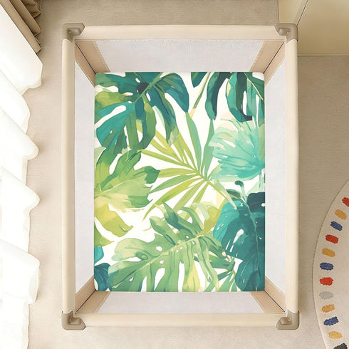 Bseiialft 52 28 Palm Leaves Tropical Crib Sheets for Boys Girls Soft and Breathable Cotton Baby Sheets for Standard