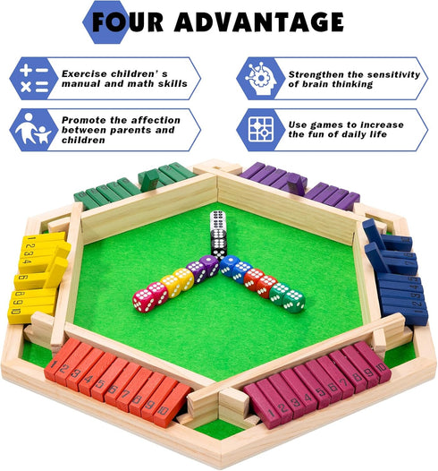 '-2-6 Shut The Box Game Wooden Board Game Player Math Game - Educational and Entertaining