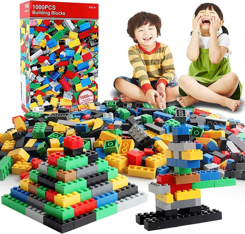 1,000 PCS Building Blocks Bulk Set, Classic Building Blocks Kit Compatible with All Major Brands for Kids