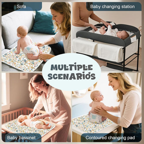 31.5" 21.5" Use(Floral1) Baby Diaper Changing Pad x Extra Large Waterproof Absorbent Portable Changing Mat, Reusable