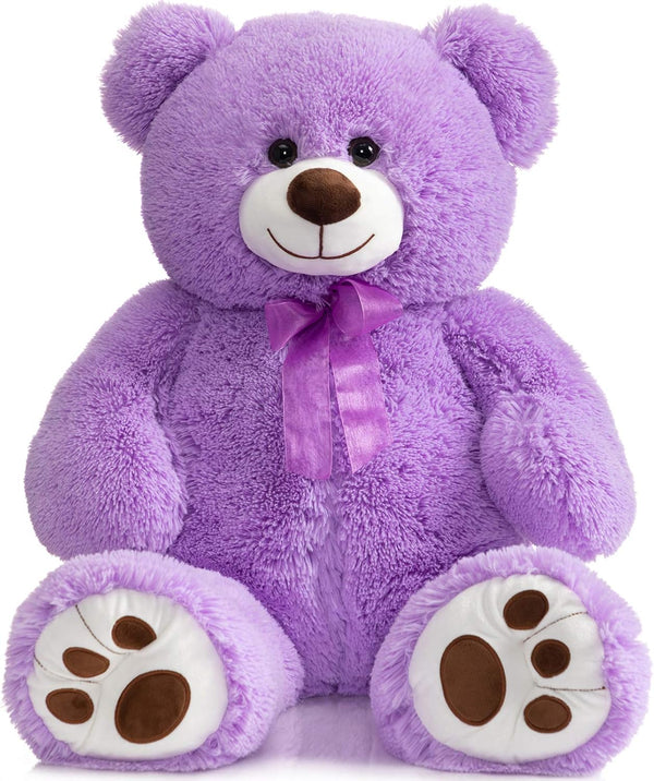HollyHOME Teddy Bear Stuffed Animal Plush Giant 36 inch Purple Teddy Bears with Footprints