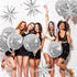 OuMuaMua 9pcs Disco Ball Balloons for 70s Disco Party Decor, 22 Inch Large 4D Metallic Silver Balloons with Stars