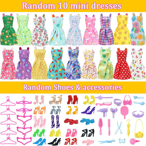 60pcs Doll Clothes & Accessories, Fashion Dress, Wedding Gowns, Daily Outfits & Dollhouse Accessories for 11.5 Inch
