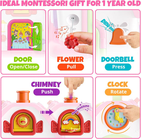1 1st 12-18 1-2 Hurdaos Montessori Toys for Year Old Girls, Present First Birthday Gifts for One Year Old Girl Baby