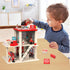Wooden Fire Station Playset, Multicolor 3-Level Dollhouse with Figures and Accessories for Kids Age 3+