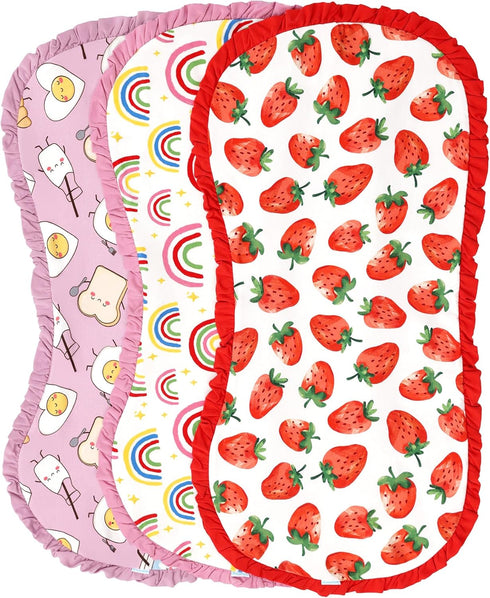 Burp Cloths for Baby Girls,3-Pack Extra Absorbent Burping Cloth Baby Washcloths Towel