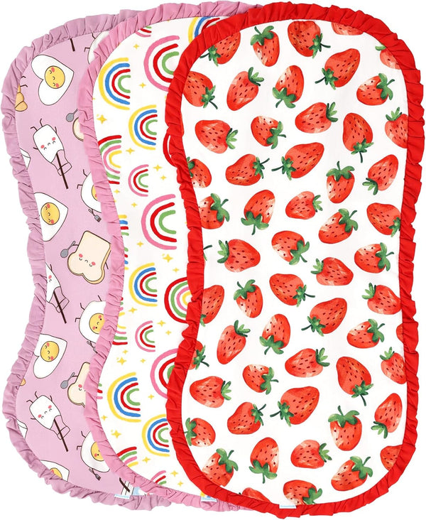 Burp Cloths for Baby Girls,3-Pack Extra Absorbent Burping Cloth Baby Washcloths Towel