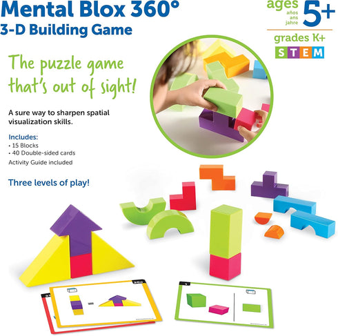 Learning Resources Mental Blox 360 Degree 3-D Building Game - 55 Pieces, Educational Board Games for Ages 5+