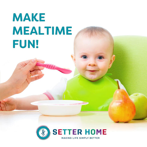 Soft Silicone Baby Spoons, Self-Feeding for 6-12 Months, Ergonomic Training Spoons, BPA Free