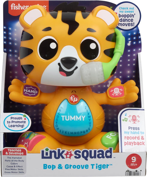 Fisher-Price Baby Learning Toy Link Squad Bop & Groove Tiger with Music & Lights for Ages 9+ Months