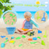 Beach Toys, Dinosaur Sand Toys with Dump Truck, Collapsible Beach Bucket, Shovel, Rake, and Sand Castle Molds