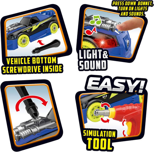 Take Apart Toy Racing Car, 2 in 1 Build Your Own Car, Gift for Children Construction Building Toys