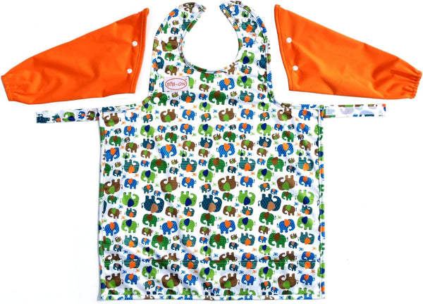 BIB-ON Long Sleeves - Full-Coverage Bib and Apron Combination for Infant, Baby, Toddler Ages 0-4