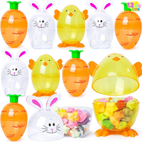 JOYIN 12 Pcs Easter Eggs Shell Bunny Shaped Novelty Themed Characters for