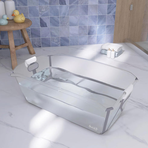 Evolur Supple Baby Spa Bath Tub Foldable Portable Bathtub with Transparent Safety View for Newborns & Infants, Compact
