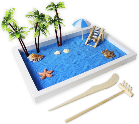 Timani Zen Garden for Desk - Zen Garden Sand Kit, Artificial Palm Tree,