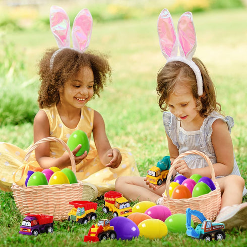 ZenBombs 12 3 Easter Eggs with Cars Inside - PCS Prefilled Easter Eggs with Pull-Back Toy Cars - Kids Easter Basket