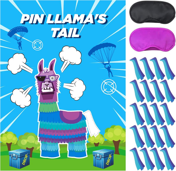 Video Game Party Decorations, Pin The Tails on Llama Game with 28PCS Tails Stickers for Video Game Theme Party
