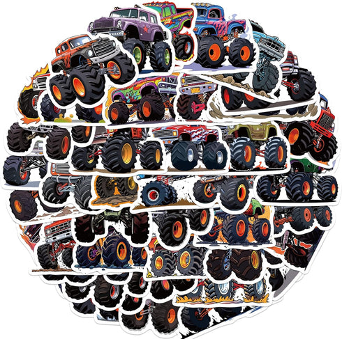 50PCS Monster Truck Stickers, Waterproof Car Stickers for Kids, Cool Gifts for Water Bottles, Skateboard, Laptop
