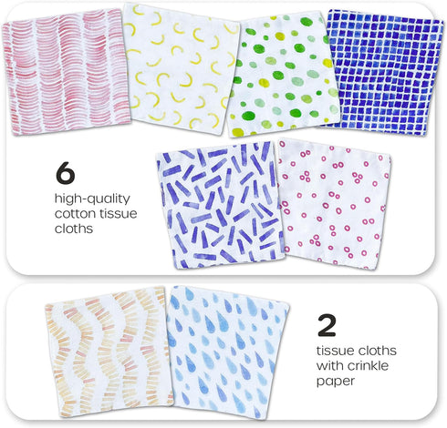 6-12 100% Quiggly Soft Fabric Tissue Box Toy for Babies- Montessori Sensory Development Toy for Month Olds - Cotton