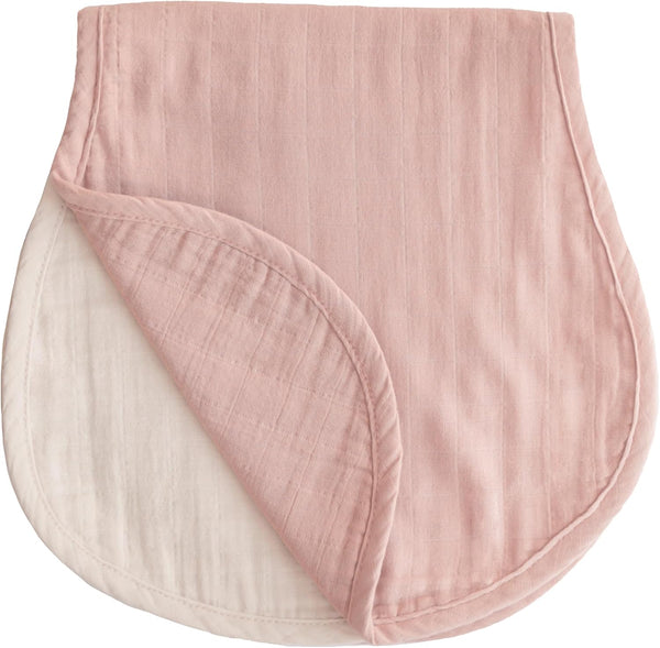 mushie Muslin Baby Burp Cloths | 100% Organic Cotton, Set of 2 (Blush/Fog)