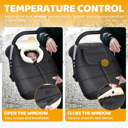 Orzbow Car Seat Cover Baby, Carseat Covers Baby for Infant Boys & Girls, Coral Fleece Winter Car Seat Cover with Collar