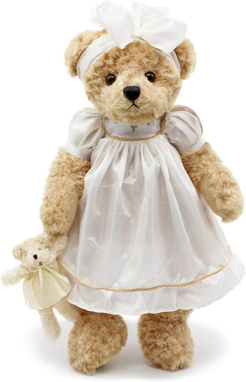 oitscute 16" Teddy Bears Baby Soft Plush Stuffed Animal Toy for Girls (White Lace)