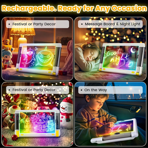 15 Inch 9-Color 5 10 Rechargeable LED Drawing Board, Light Modes Neon Art Light Up Writing Tablet Tracing Pad for Kids