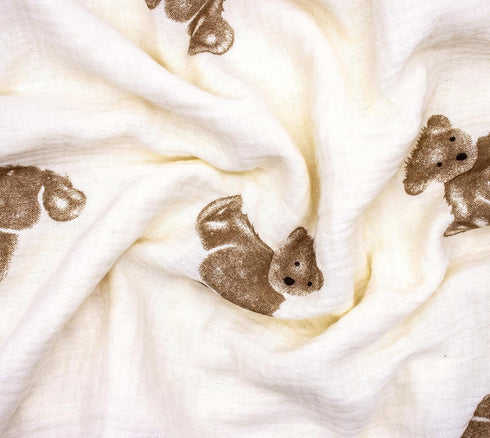 HomeyHues 40 40 Baby Blanket Double Layer Cotton x Soft Receiving Blanket with Pattern Machine Washable Brown Bear
